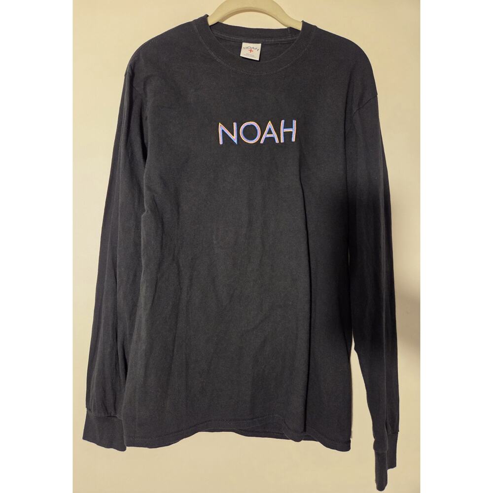 Noah NYC Long Sleeve Shirt Mens Medium Spellout Embroidered Black